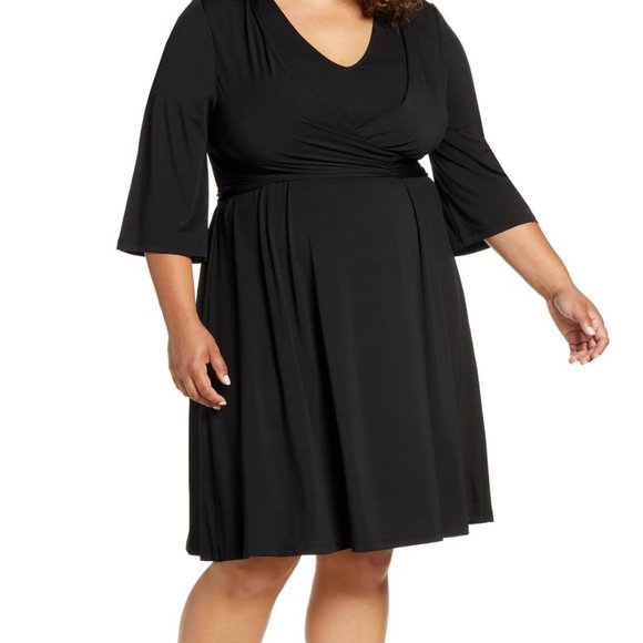 Eloquii Tie Front Knit Dress in Black NWT 16W